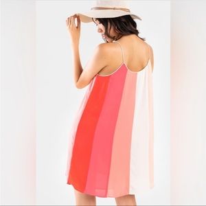 Francesca's Collections - Jun & Ivy - Coral Stripe Swing Mini Dress - Size XS